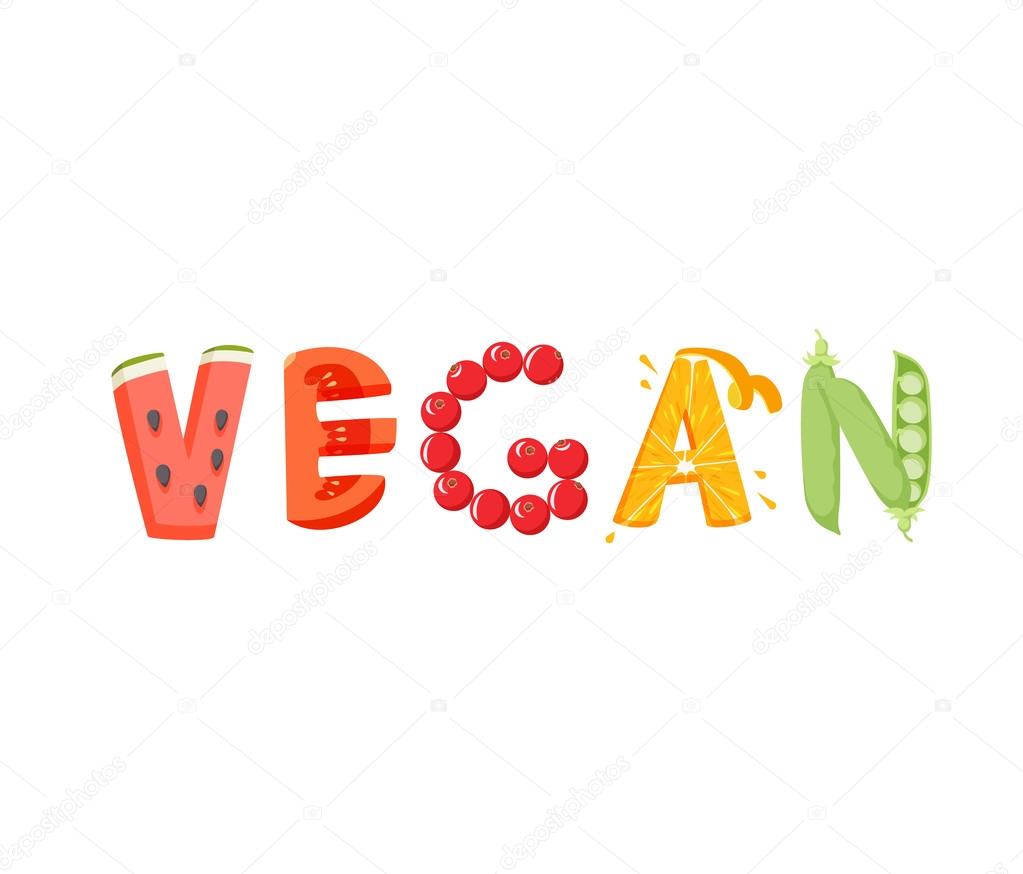 Vegan vegetables lettering