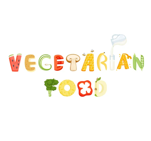 Vegetáriánus zöldségek betűkkel — Stock Vector