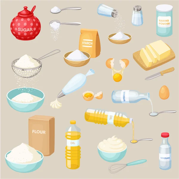 Baking ingredients set Royalty Free Stock Illustrations