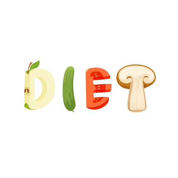 Diet vegetables letter. — Stock Vector