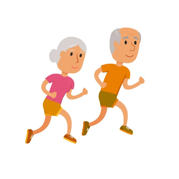 Pareja vieja corre — Vector de stock