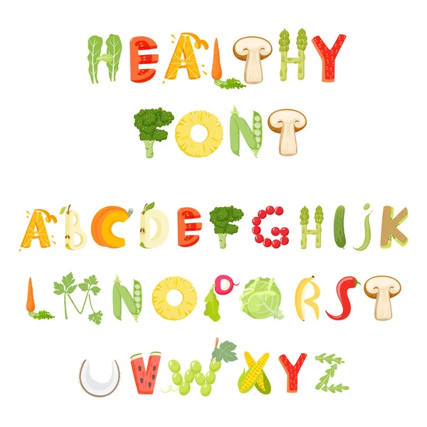 Vektor alfabet makanan - Stok Vektor