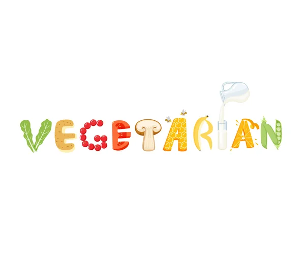 Vegetarisk mat brev — Stock vektor