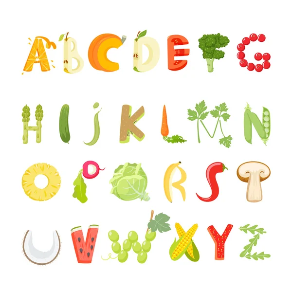 Vecteur d'alphabet alimentaire — Image vectorielle