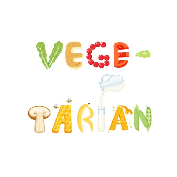 Vegetariánské jídlo dopis — Stockový vektor