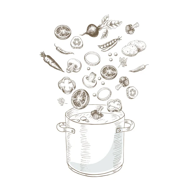 Sketch vegetable soup — Stock Illustration Sketch vegetable soup Stock Illustration