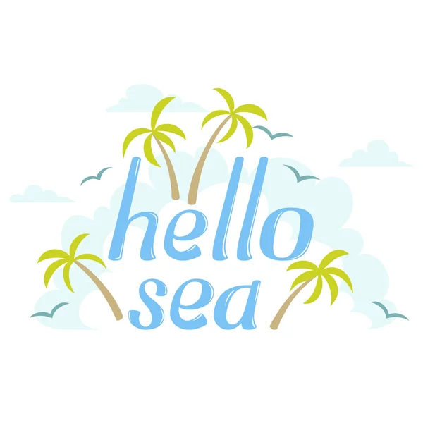 Dobrý den moře ostrov slovo — Stockový vektor