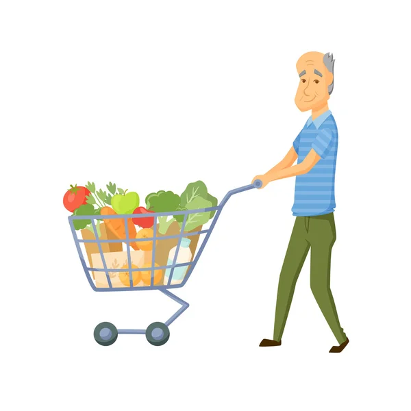 Anziani shopping — Vettoriale Stock