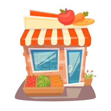 Bakkal mağaza önünde