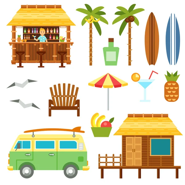 Beach scene elements — Stock Vector