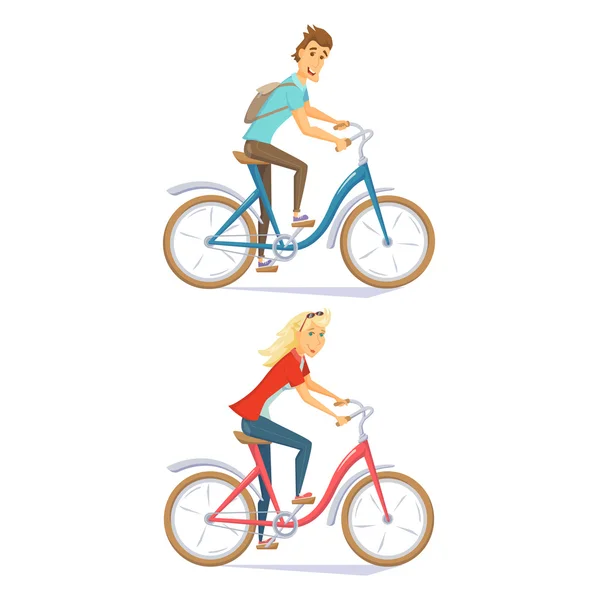 Cyclistes en vélo urbain — Image vectorielle