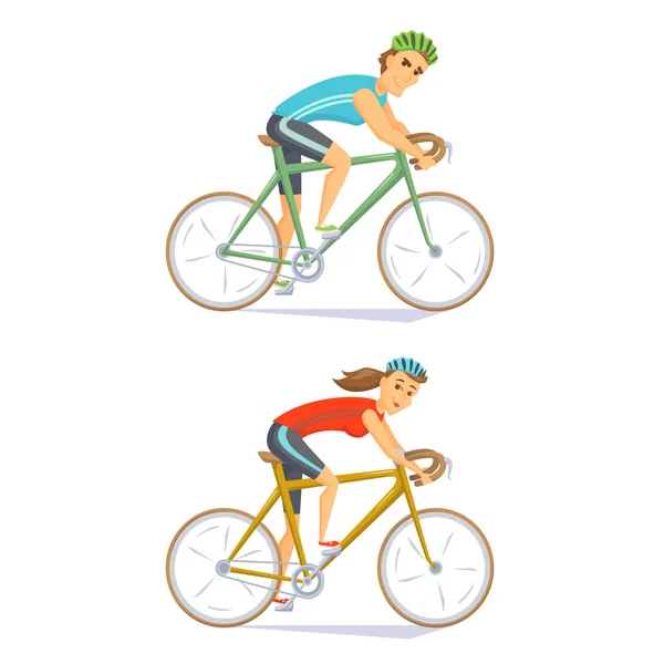 Cyclistes sur vélos de route — Image vectorielle