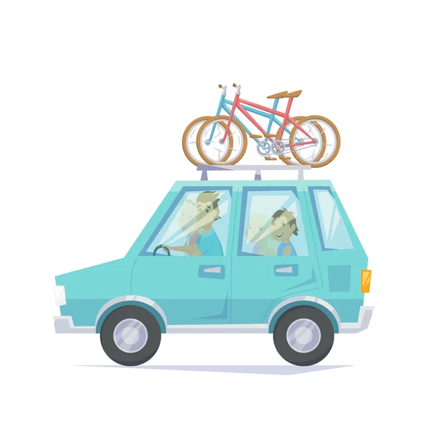 Carro com bicicleta — Vetor de Stock