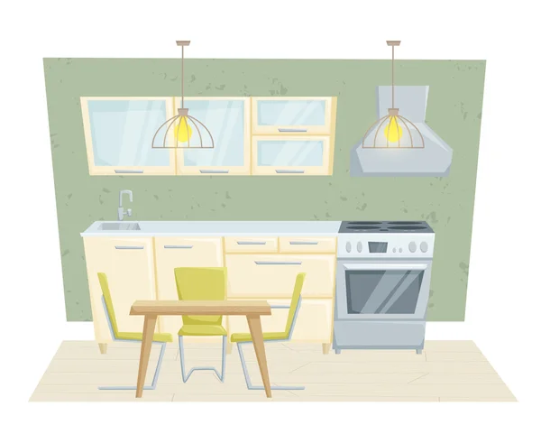 厨房现代室内 — 图库矢量图片