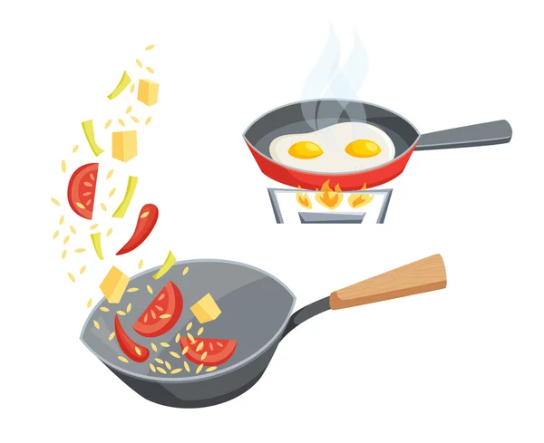 Fry in a pan — Stock Vector