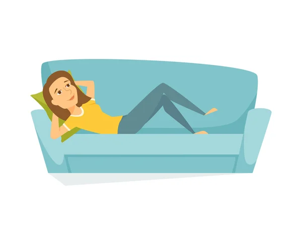 Женщина лежит на диване — стоковый вектор