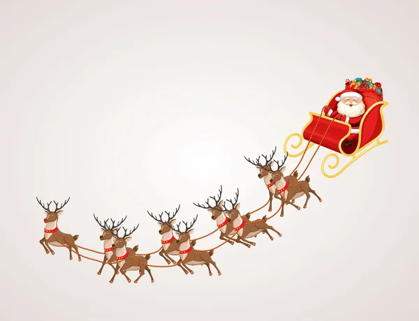 Santa Claus in reindeer sleigh — Stock Vector