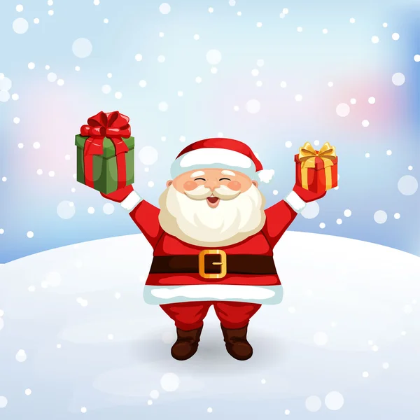 Άγιος Βασίλης, κρατώντας ένα δώρα — Διανυσματικό Αρχείο