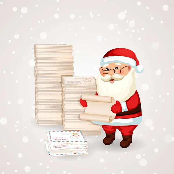 Santa Claus reading a letter. — Stock Vector