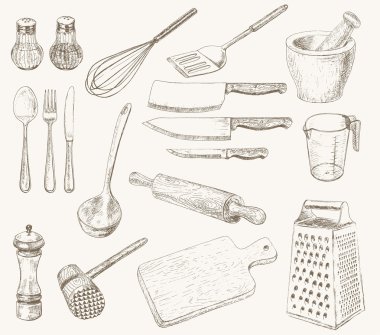 Kitchen utensils set clipart