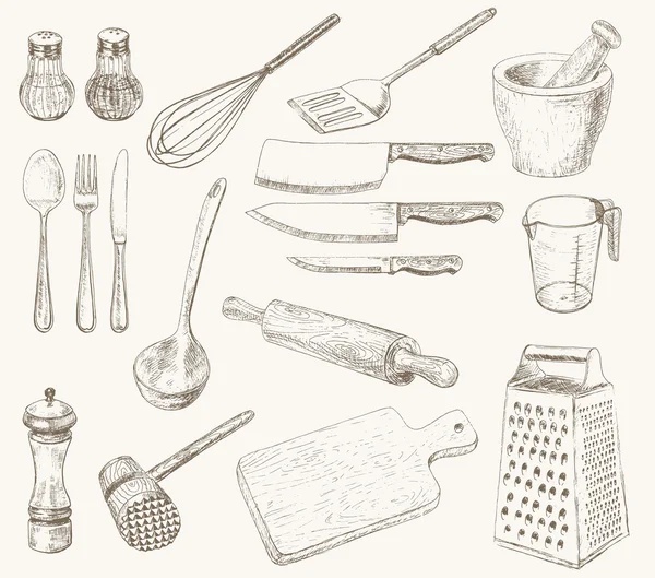 Ustensiles de cuisine ensemble — Image vectorielle