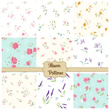 çiçek desenleri kümesi