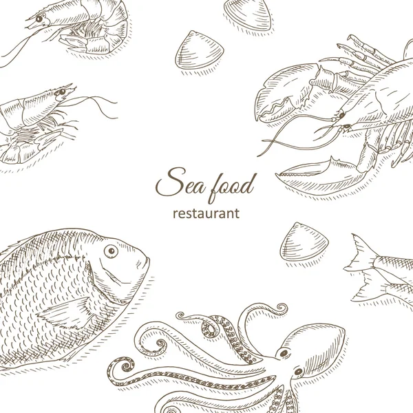 Seafood and fish background — Stock Vector