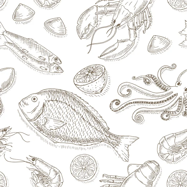 Set de mariscos y pescados . — Archivo Imágenes Vectoriales