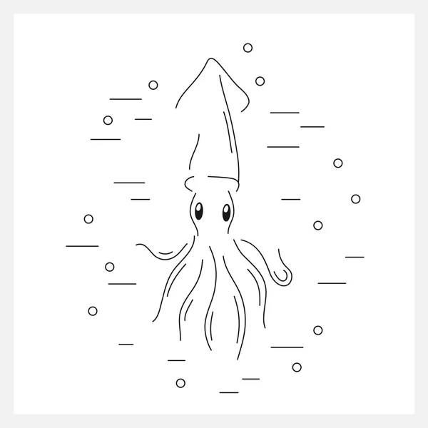 Squid lijn logo. — Stockvector