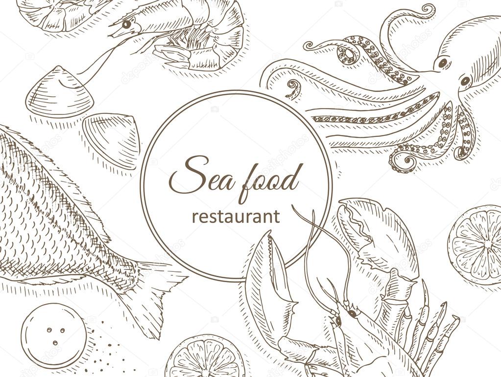 Seafood and fish background