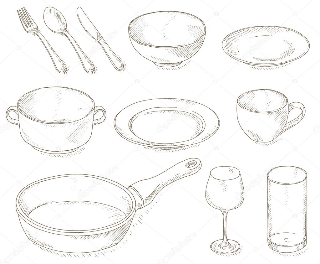 Empty dishes set
