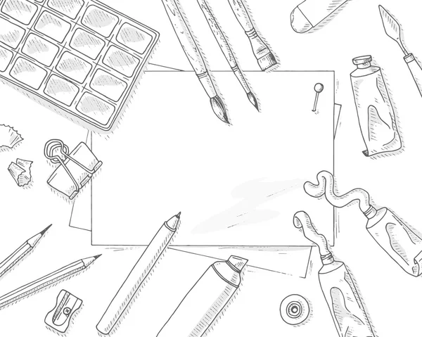 Art tools mockup — Stock Vector