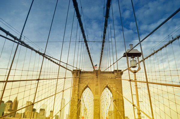 Fragment of the Brooklyn Bridge, NYC.
