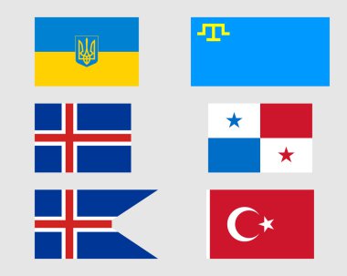 Bayraklar 12 kümesi.