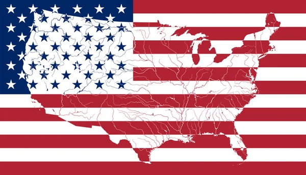 Amerika Birleşik Devletleri Amerikan bayrağı Haritası.