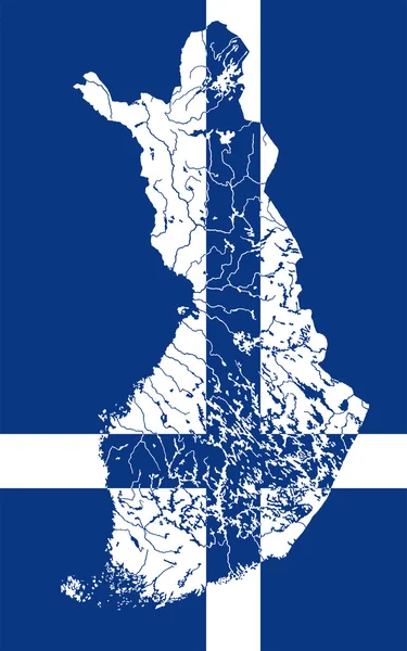 Karte von Finnland mit Seen und Flüssen. — Stockvektor