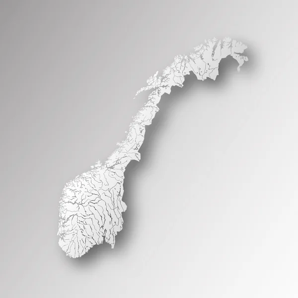 Mapa de Noruega con lagos y ríos . — Vector de stock