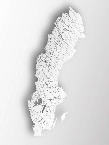 Karte von Schweden mit Seen und Flüssen. — Stockvektor
