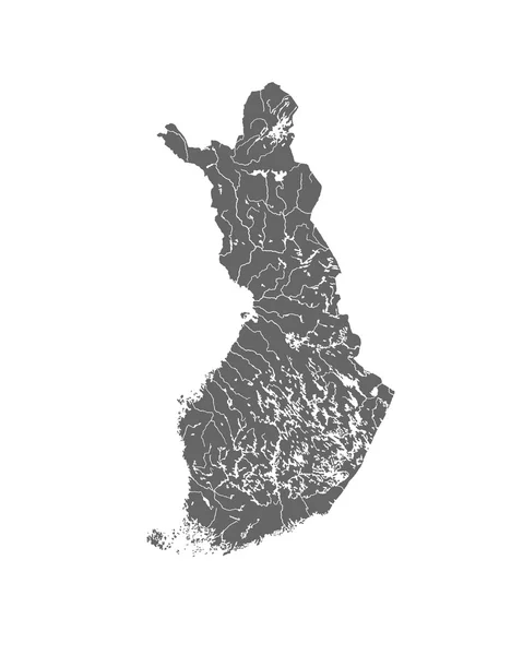 Mapa de Finlandia con lagos y ríos . — Vector de stock