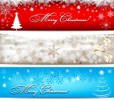 kerst banner met sneeuwvlokken set