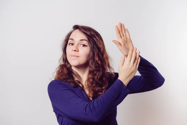 Woman claps and applauding — Stock Photo, Image