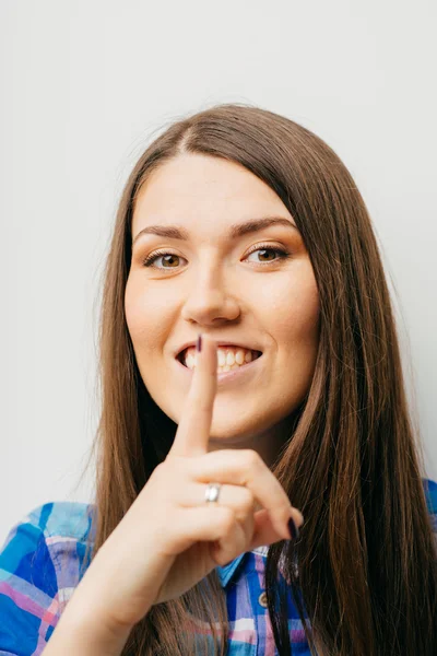 Girl asking to be quiet — Stock Photo, Image