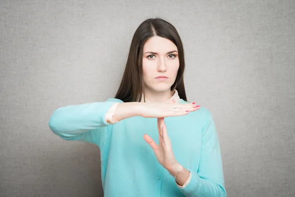 Woman showing stop gesture — Stock Photo, Image