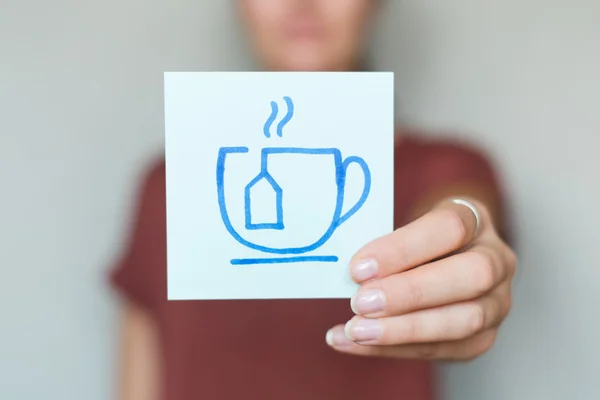 Cup of tea icon on paper — Stock Photo, Image