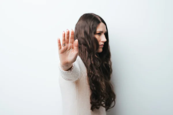 Mutatja a stop gesztus nő — Stock Fotó