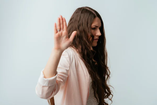 Ragazza mostra stop gesto — Foto Stock