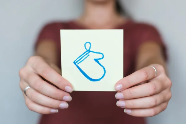 Mitten icon on paper — Stock Photo, Image