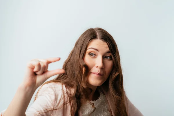 Irl holding something invisible — Stock Photo, Image