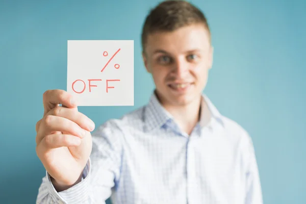 Percentuale di sconto icona su carta — Foto Stock