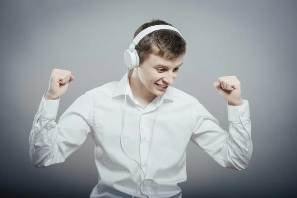 Ευτυχισμένος άνθρωπος που ακούτε μουσική — Φωτογραφία Αρχείου